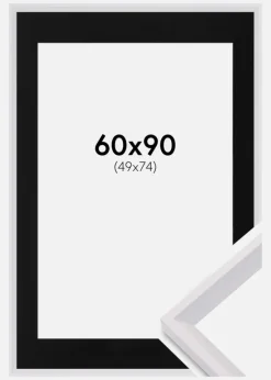 Ramme Globe Hvid 60x90 cm - Passepartout Sort 50x75 cm