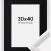 Ramme Globe Hvid 30x40 cm - Passepartout Sort 8x12 inches
