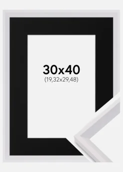 Ramme Globe Hvid 30x40 cm - Passepartout Sort 8x12 inches