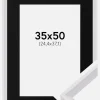 Ramme Globe Hvid 35x50 cm - Passepartout Sort 10x15 inches