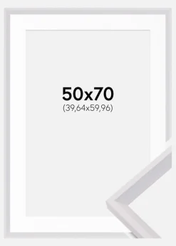 Ramme Globe Hvid 50x70 cm - Passepartout Hvid 16x24 inches