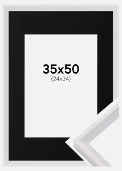 Ramme Globe Hvid 35x50 cm - Passepartout Sort 25x35 cm