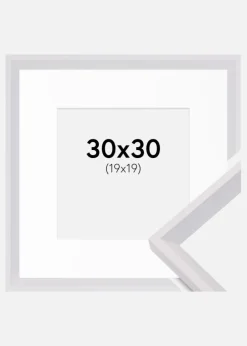 Ramme Globe Hvid 30x30 cm - Passepartout Hvid 20x20 cm