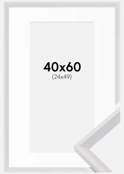 Ramme Globe Hvid 40x60 cm - Passepartout Hvid 25x50 cm