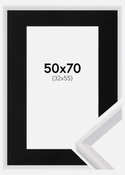 Ramme Globe Hvid 50x70 cm - Passepartout Sort 33x56 cm