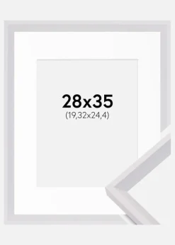 Ramme Globe Hvid 28x35 cm - Passepartout Hvid 8x10 inches