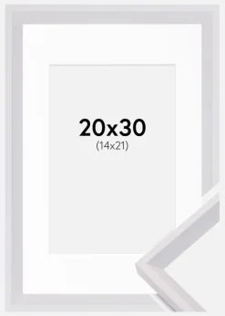 Ramme Globe Hvid 20x30 cm - Passepartout Hvid 15x22 cm