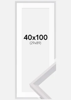 Ramme Globe Hvid 40x100 cm - Passepartout Hvid 30x90 cm