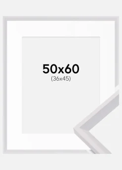 Ramme Globe Hvid 50x60 cm - Passepartout Hvid 37x46 cm