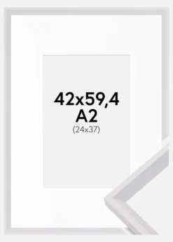 Ramme Globe Hvid 42x59,4 cm (A2) - Passepartout Hvid 25x38 cm
