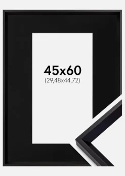 Ramme Globe Sort 45x60 cm - Passepartout Sort 12x18 inches