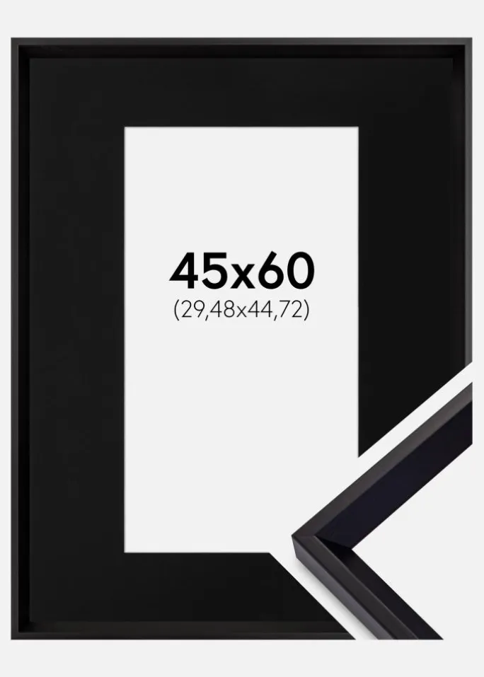 Ramme Globe Sort 45x60 cm - Passepartout Sort 12x18 inches
