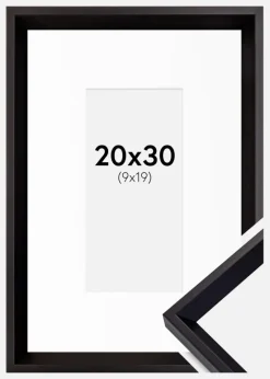 Ramme Globe Sort 20x30 cm - Passepartout Hvid 10x20 cm