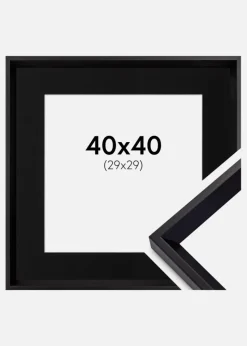 Ramme Globe Sort 40x40 cm - Passepartout Sort 30x30 cm