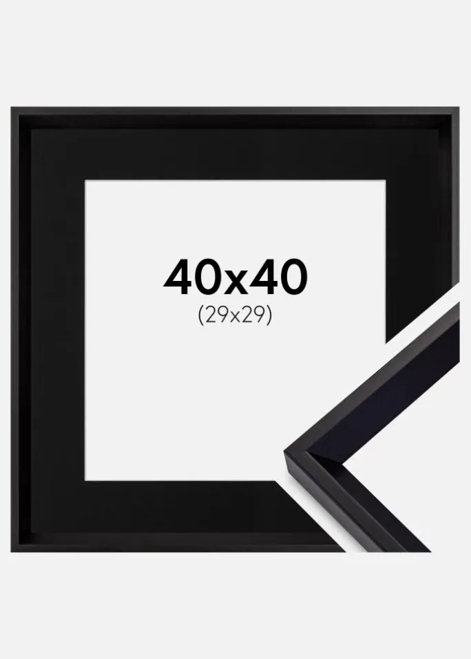 Ramme Globe Sort 40x40 cm - Passepartout Sort 30x30 cm