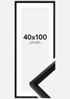 Ramme Globe Sort 40x100 cm - Passepartout Hvid 30x90 cm