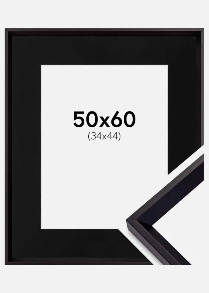 Ramme Globe Sort 50x60 cm - Passepartout Sort 35x45 cm