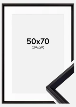 Ramme Globe Sort 50x70 cm - Passepartout Hvid 40x60 cm