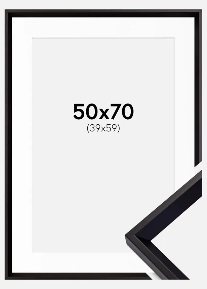 Ramme Globe Sort 50x70 cm - Passepartout Hvid 40x60 cm