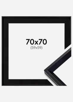 Ramme Globe Sort 70x70 cm - Passepartout Sort 60x60 cm