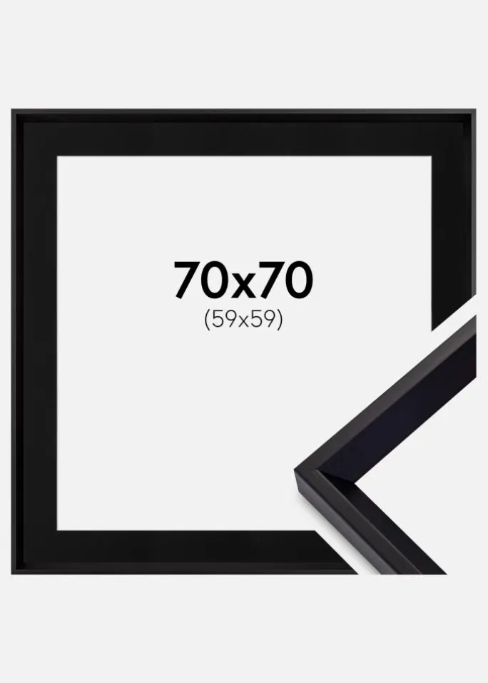 Ramme Globe Sort 70x70 cm - Passepartout Sort 60x60 cm