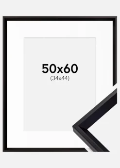 Ramme Globe Sort 50x60 cm - Passepartout Hvid 35x45 cm