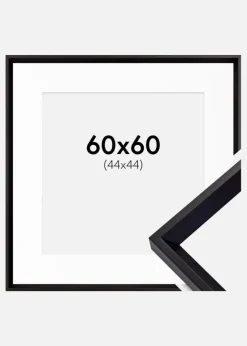 Ramme Globe Sort 60x60 cm - Passepartout Hvid 45x45 cm