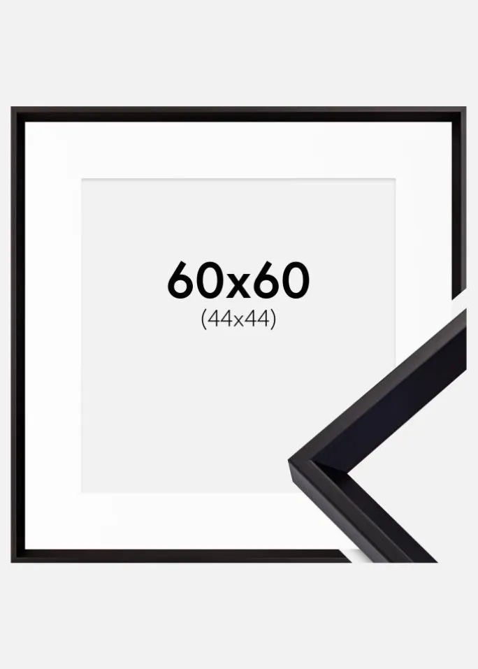 Ramme Globe Sort 60x60 cm - Passepartout Hvid 45x45 cm
