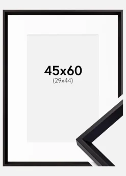 Ramme Globe Sort 45x60 cm - Passepartout Hvid 30x45 cm