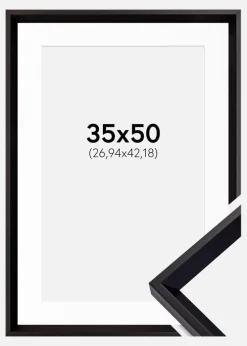 Ramme Globe Sort 35x50 cm - Passepartout Hvid 11x17 inches