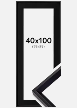Ramme Globe Sort 40x100 cm - Passepartout Sort 30x90 cm