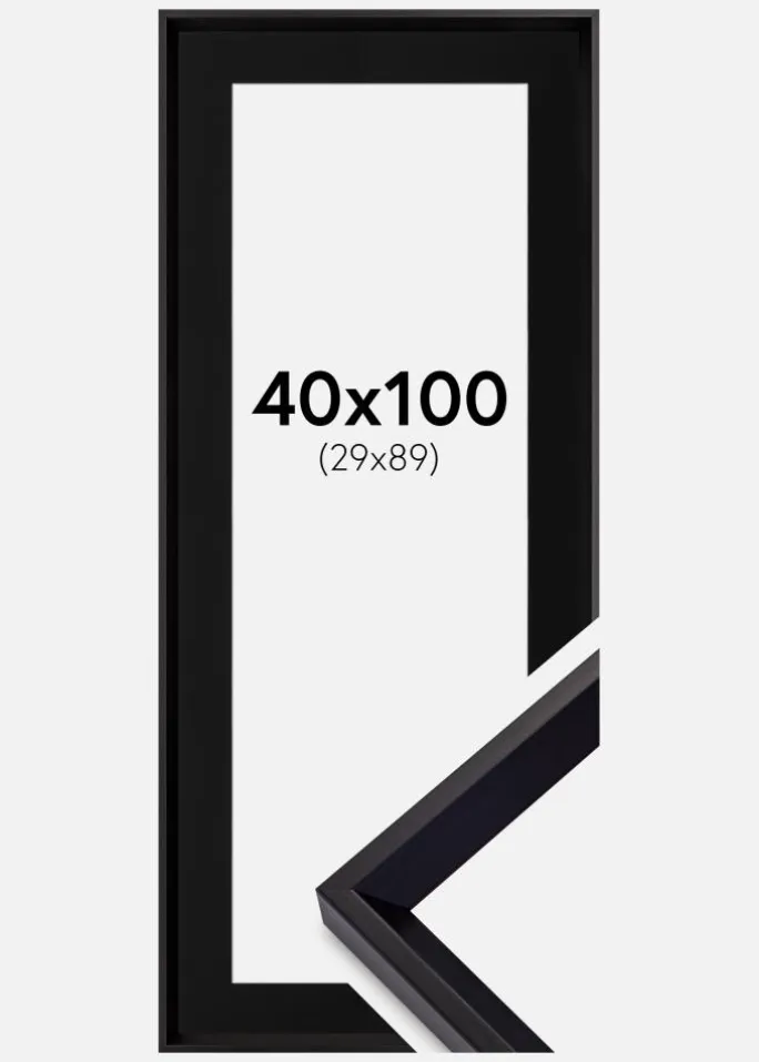 Ramme Globe Sort 40x100 cm - Passepartout Sort 30x90 cm