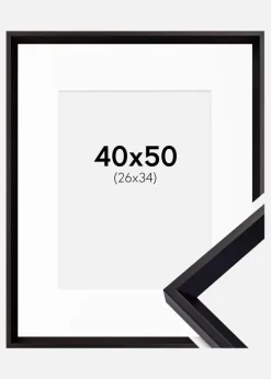 Ramme Globe Sort 40x50 cm - Passepartout Hvid 27x35 cm