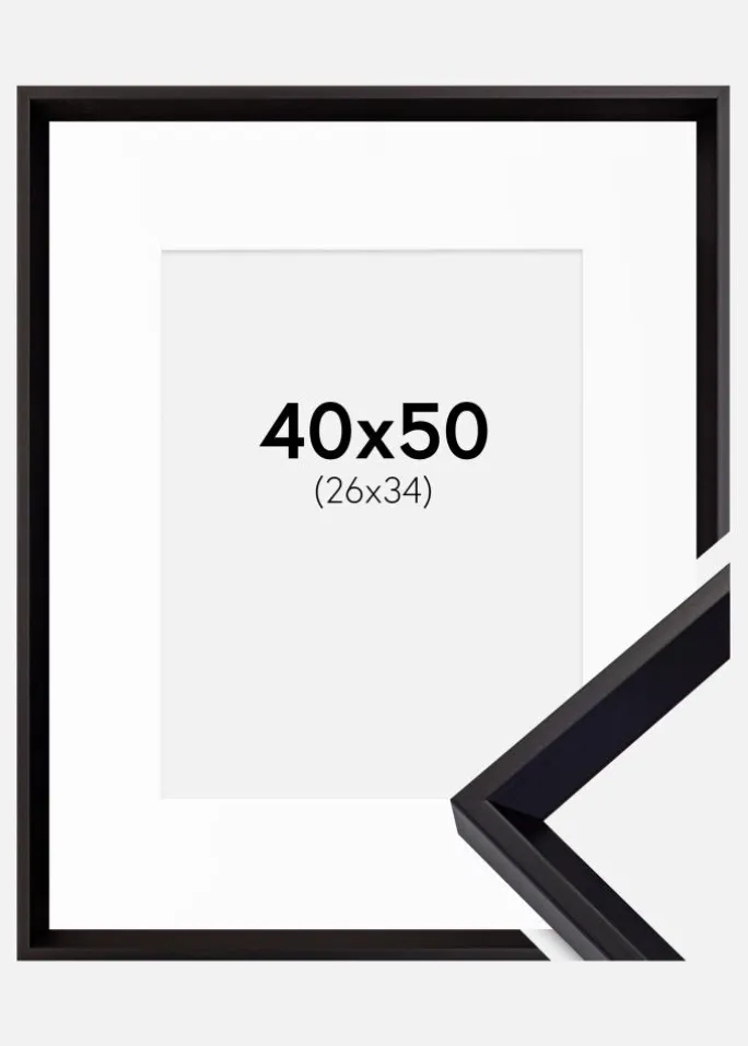 Ramme Globe Sort 40x50 cm - Passepartout Hvid 27x35 cm