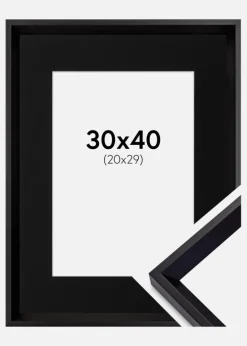 Ramme Globe Sort 30x40 cm - Passepartout Sort 21x30 cm