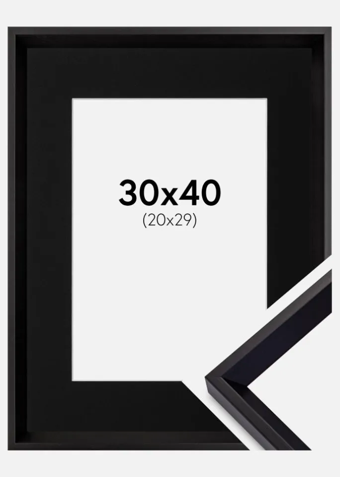 Ramme Globe Sort 30x40 cm - Passepartout Sort 21x30 cm