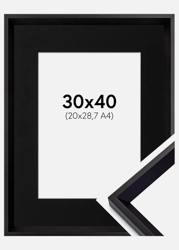 Ramme Globe Sort 30x40 cm - Passepartout Sort 21x29,7 cm (A4)