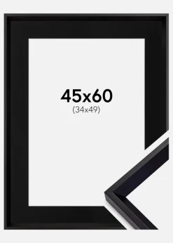 Ramme Globe Sort 45x60 cm - Passepartout Sort 35x50 cm