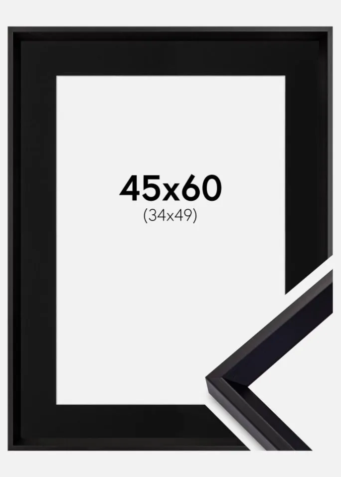 Ramme Globe Sort 45x60 cm - Passepartout Sort 35x50 cm