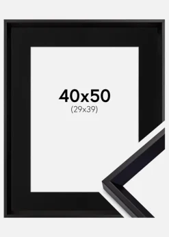 Ramme Globe Sort 40x50 cm - Passepartout Sort 30x40 cm