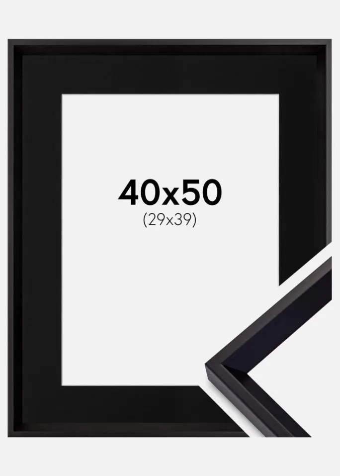 Ramme Globe Sort 40x50 cm - Passepartout Sort 30x40 cm