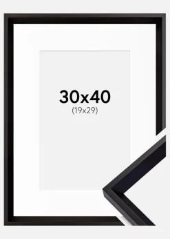 Ramme Globe Sort 30x40 cm - Passepartout Hvid 20x30 cm