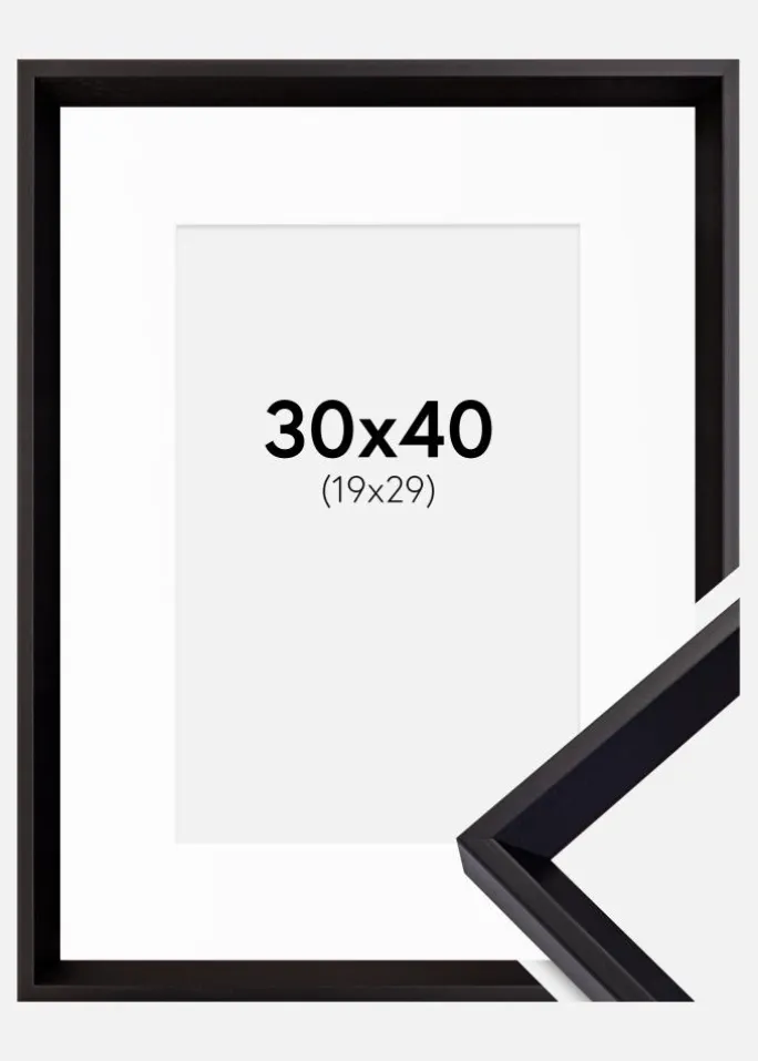 Ramme Globe Sort 30x40 cm - Passepartout Hvid 20x30 cm