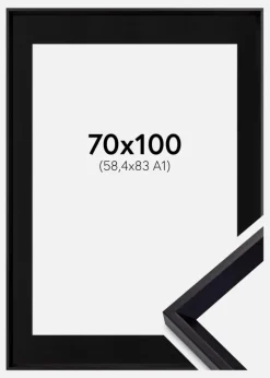 Ramme Globe Sort 70x100 cm - Passepartout Sort 59,4x84 cm (A1)