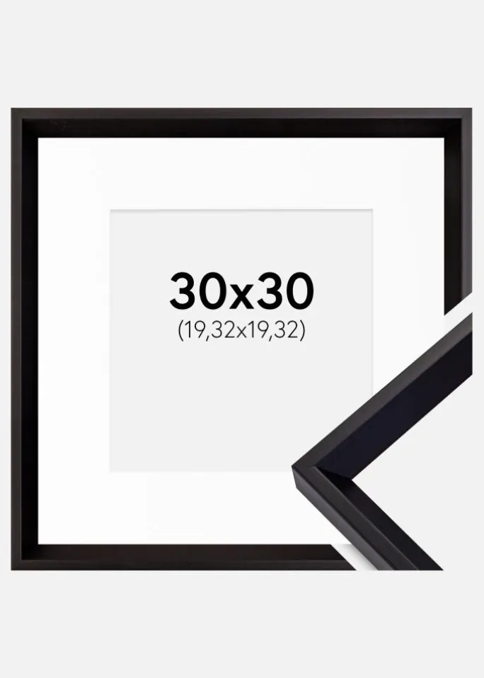 Ramme Globe Sort 30x30 cm - Passepartout Hvid 8x8 inches