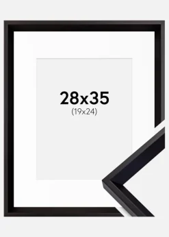 Ramme Globe Sort 28x35 cm - Passepartout Hvid 20x25 cm