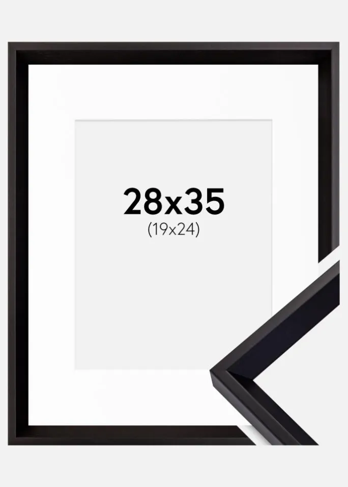 Ramme Globe Sort 28x35 cm - Passepartout Hvid 20x25 cm