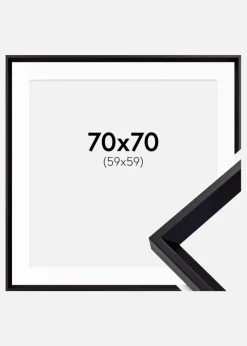 Ramme Globe Sort 70x70 cm - Passepartout Hvid 60x60 cm