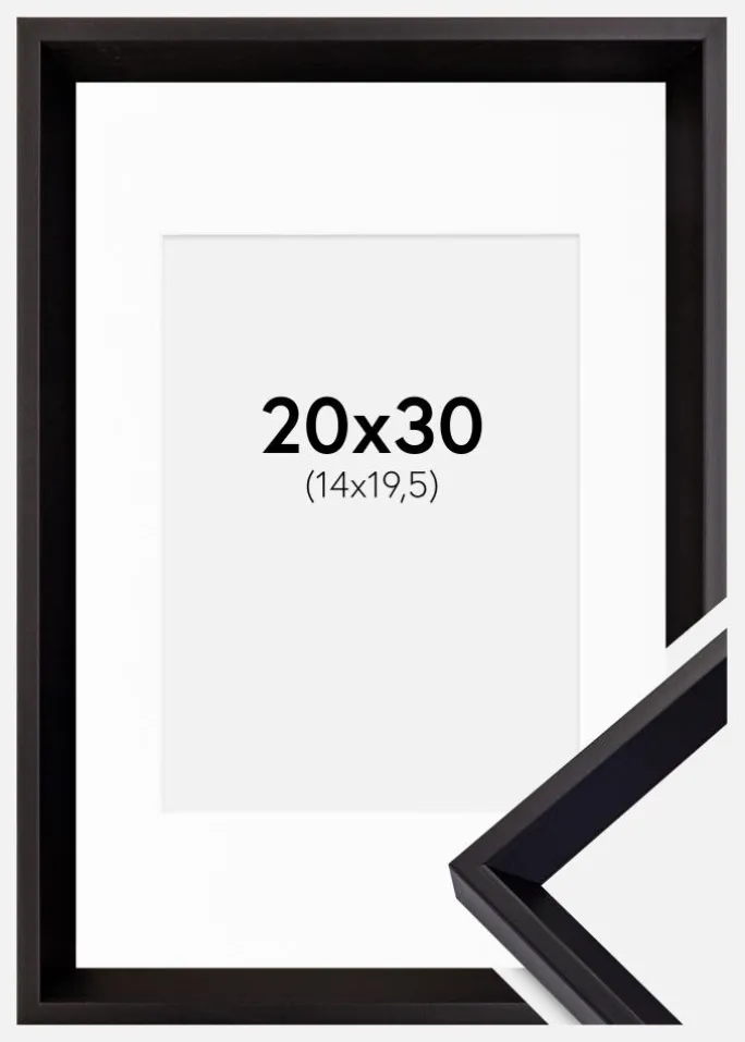 Ramme Globe Sort 20x30 cm - Passepartout Hvid 15x21 cm (A5)