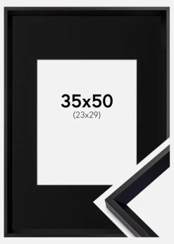 Ramme Globe Sort 35x50 cm - Passepartout Sort 24x30 cm